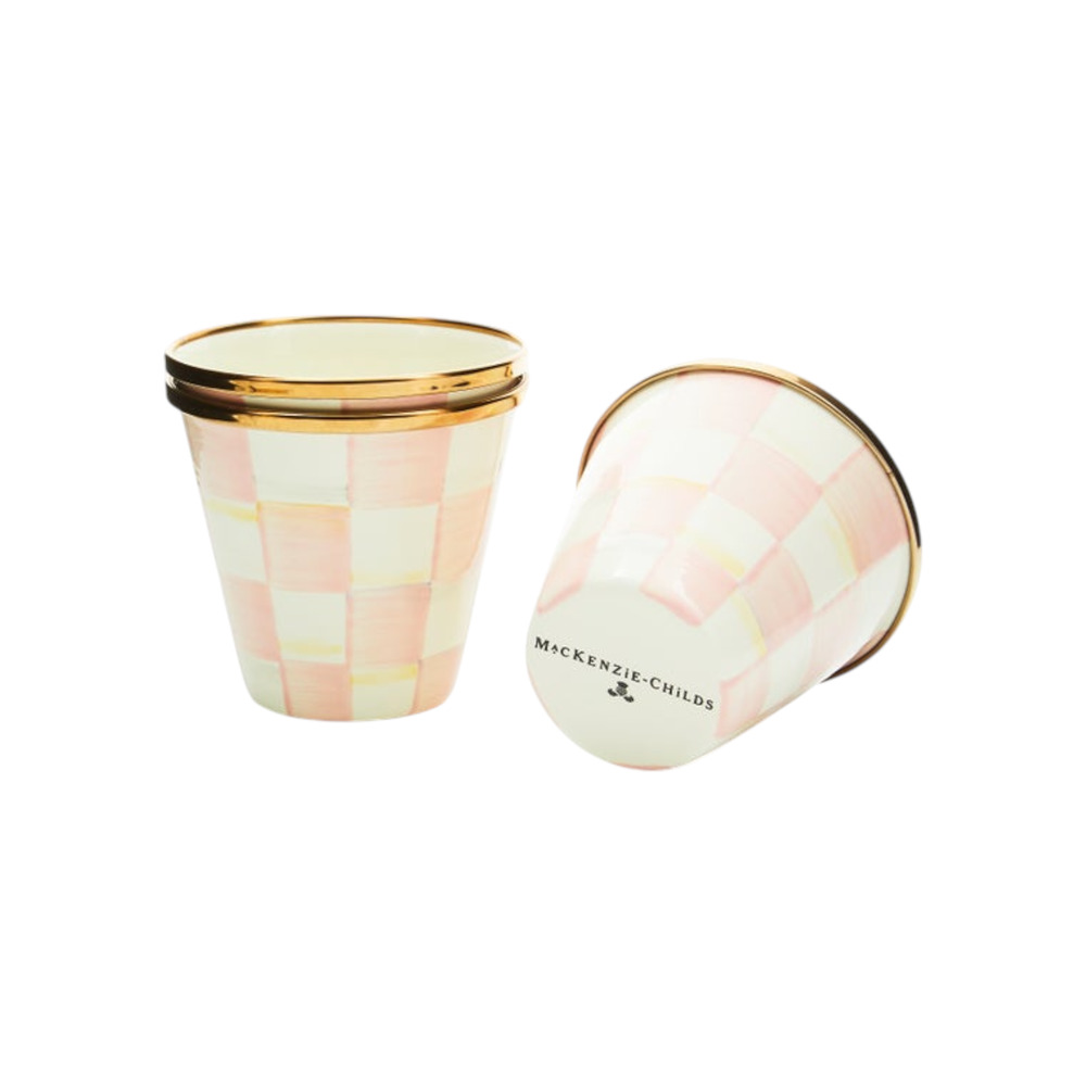 MACKENZIE-CHILDS Herb Pots in Rosy Check Set of 3 - Picture 3 of 11